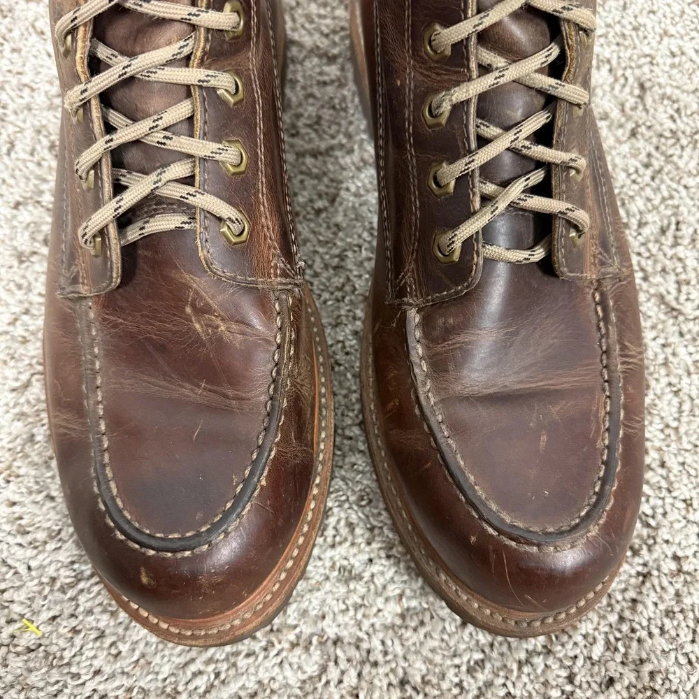 Frye Dakota Boots Mens Size 10.5 Brown Leather Mid Lace Moc Toe Lug Sole
